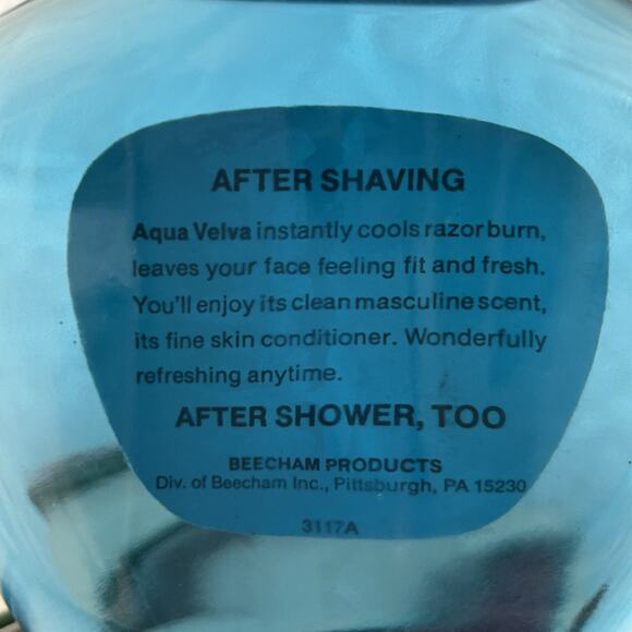 Vintage Aqua Velva After Shave Ice Blue Cooling 4 Oz Glass Bottle - Picture 3 of 6